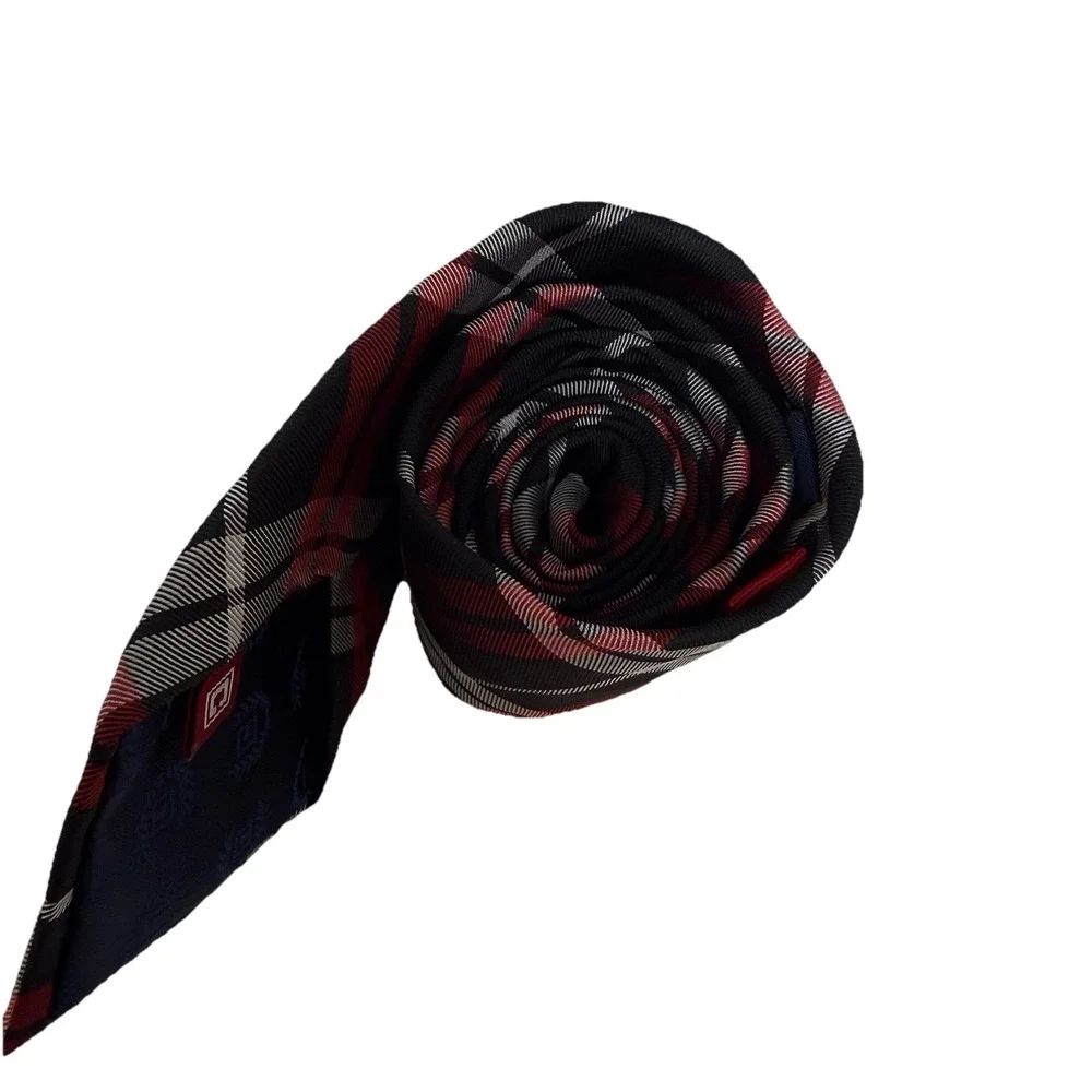 Chaps Tie Stripes Mens Necktie 100% Silk Red Black Formal Business Work Occasion